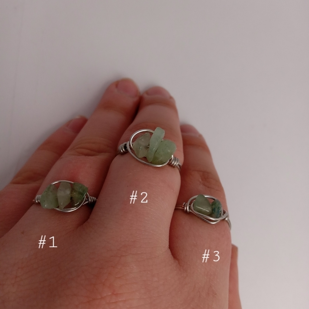 Elegant Aventurine Stone Wire Wrapped Rings